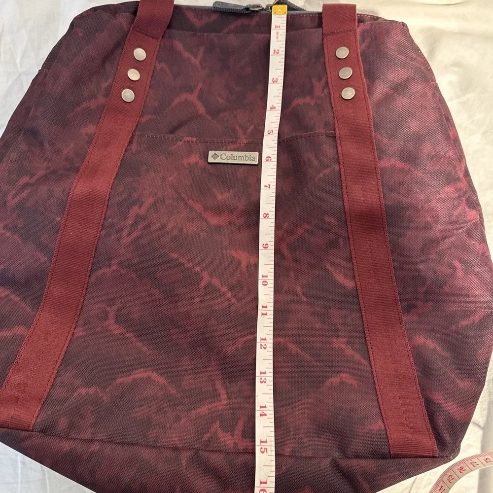 Columbia Womens Easy Out Medium Tote Shoulder Bag Red Nylon Zip Closure Logo